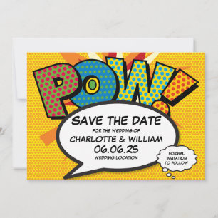 Moderne Funny Comic Strip Pow Trouwkaart Save The  Date