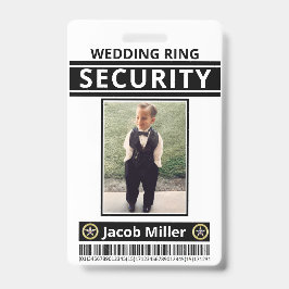 Moderne Funny Custom Foto Ring Bearer ID Security Badge