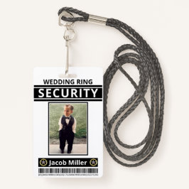 Moderne Funny Custom Foto Ring Bearer ID Security Badge