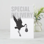 Moderne Funny Stork Neutral Baby shower Invitation (Debout devant)