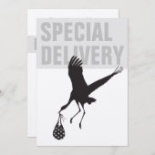 Moderne Funny Stork Neutral Baby shower Invitation (Devant / Derrière)