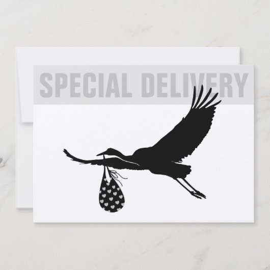 Moderne Funny Stork Neutral Baby shower Invitation (Devant)