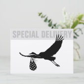 Moderne Funny Stork Neutral Baby shower Invitation (Debout devant)
