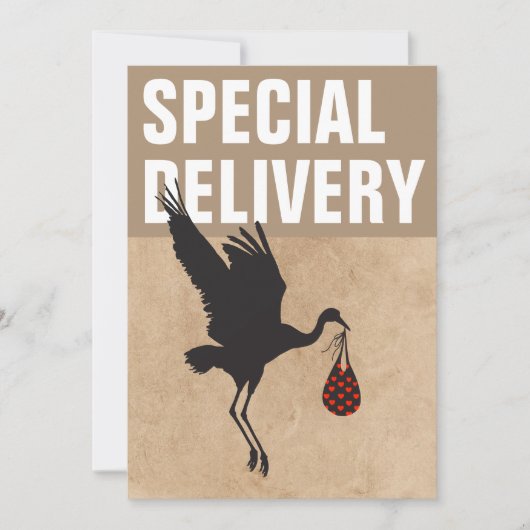 Moderne Funny Stork Neutral Baby shower Invitation (Devant)