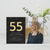Moderne Galaxy Foto Zwart Goud 55e Verjaardagsfees Kaart (Staand voorkant)