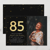 Moderne Galaxy Foto Zwart Goud 85e Verjaardagsfees Kaart (Voorkant / Achterkant)