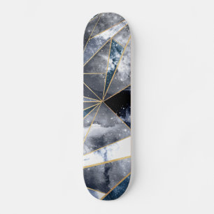 Moderne galaxy Nebula Geometric Gold Triangles Skateboard