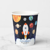 Moderne Galaxy Planets Space Rocket Kids Verjaarda Papieren Bekers (Achterkant)