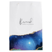 Moderne Galaxy Vibrant Celestial Merk Logo Wit Medium Cadeauzakje (Voorkant)