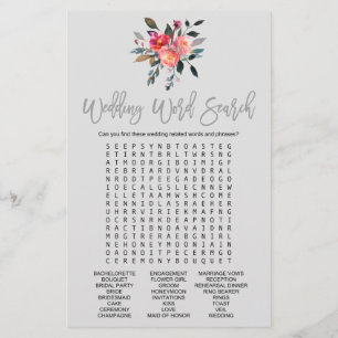 Moderne Game met 'Wedding Word Search' Flyer