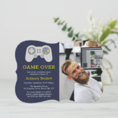 Moderne 'Game Over' Foto Afscheidsuitnodigingen vo Kaart (Staand voorkant)