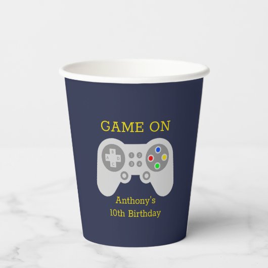 Moderne gamer elke leeftijd papieren bekers (Achterkant)