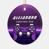 Moderne gamer Paarse Futuristic Gaming Console-naa Keramisch Ornament (Links)