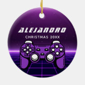 Moderne gamer Paarse Futuristic Gaming Console-naa Keramisch Ornament (Achterkant)