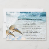 Moderne Gannets All-in-One Beach Wedding Kaart (Voorkant)
