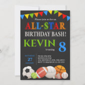 Moderne Garçons Sports Invitation Anniversaire (Devant)
