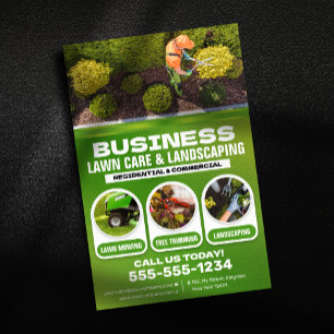 Moderne gazonverzorging en landschapsarchitectuur flyer
