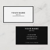 Moderne, geavanceerde White Front Black Visitekaartje (Voorkant / Achterkant)