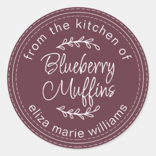 Moderne gebakde Blueberry Muffins Bourgondiërrood Ronde Sticker