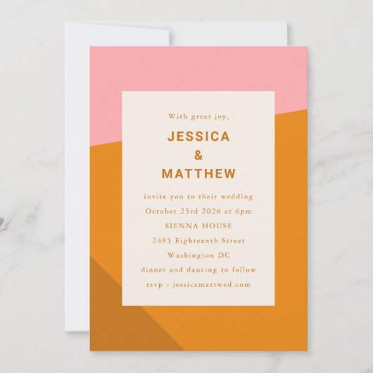 Moderne, gebluste Oranje weduwschap met gebluste g Kaart (Voorkant)