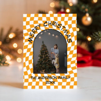 Moderne Gebogen Kerst Foto Kaart