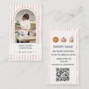 Moderne gebogen rozeBakkerij Chef foto Bakkerij Visitekaartje
