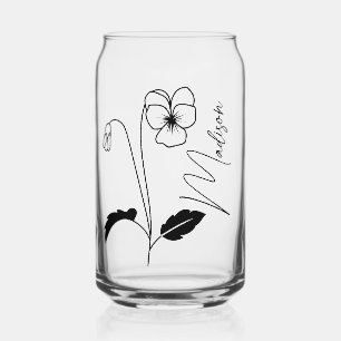 Moderne Geboorte Bloemen Februari Bruidsmeisje Gif Blikvorm Glas