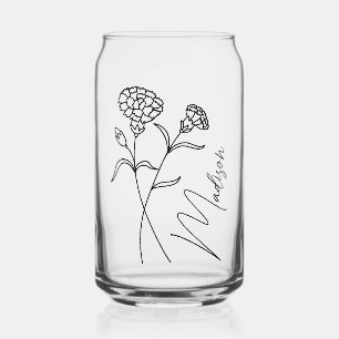 Moderne Geboorte Bloemen Januari Bruidsmeisje Gift Blikvorm Glas