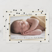Moderne Geboorteaankondiging met Stippen Foto Aankondiging (Voorkant / Achterkant)