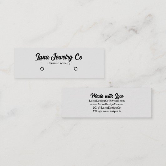 Moderne gebroken witte stud oorbel sieraden mini visitekaartje (Voorkant / Achterkant)