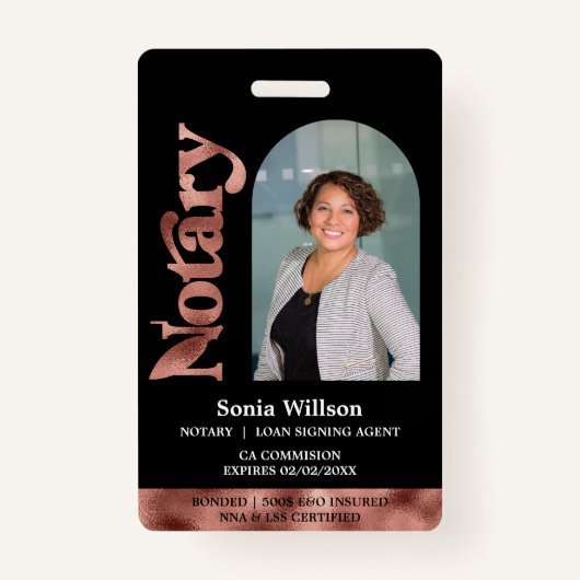 Moderne gecertificeerde notaris publieke lening on badge (Voorkant)