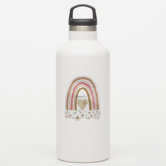 Moderne Gedempte Roze Regenboog Blush Gouden Glitt Sticker (Waterfles)