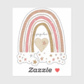 Moderne Gedempte Roze Regenboog Blush Gouden Glitt Sticker (Vel)