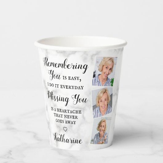 Moderne gedenktijd Aangepaste foto begrafenis P Papieren Bekers (Voorkant)