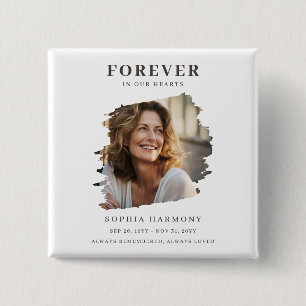 Moderne Gedenkviering van het Leven Funeral Vierkante Button 5,1 Cm