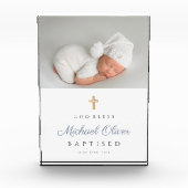 Moderne gedoopte jongen aandenken fotoblokken (Voorkant)