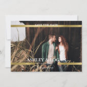 Moderne Gedrukte Gouden Trouw Save the Date (Voorkant)