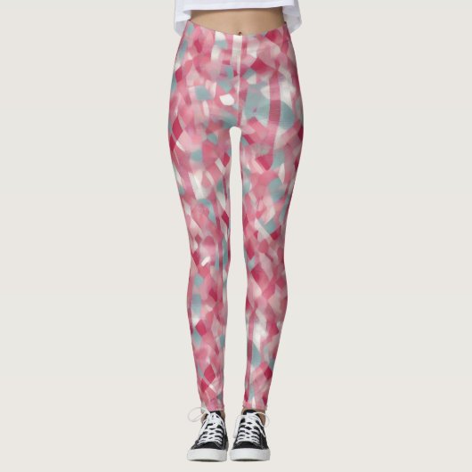 Moderne gedrukte roze vrouwen leggings (Voorkant)