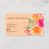 Moderne gedurfde bloemige waterverf scriptmake-up visitekaartje (Achterkant)