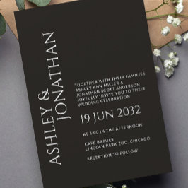 Moderne gedurfde en minimalistische bruiloft kaart