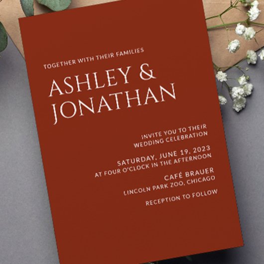 Moderne gedurfde en minimalistische bruiloft kaart