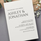 Moderne gedurfde en minimalistische bruiloft kaart