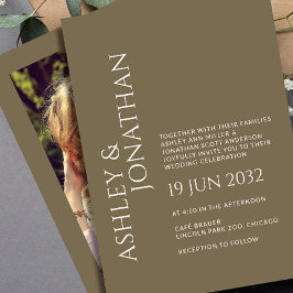 Moderne gedurfde en minimalistische foto bruiloft kaart