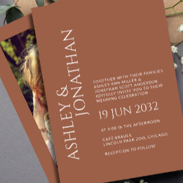 Moderne gedurfde en minimalistische foto bruiloft kaart