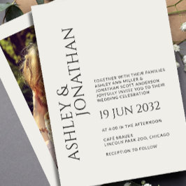 Moderne gedurfde en minimalistische foto bruiloft kaart