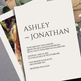 Moderne gedurfde en minimalistische foto bruiloft kaart