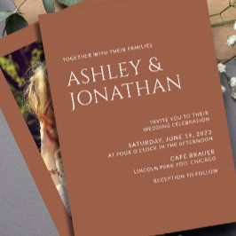 Moderne gedurfde en minimalistische foto bruiloft kaart