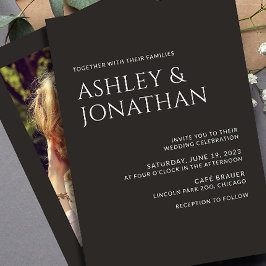 Moderne gedurfde en minimalistische foto bruiloft kaart