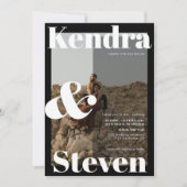 Moderne gedurfde namen zwarte witte foto bruiloft kaart (Voorkant)