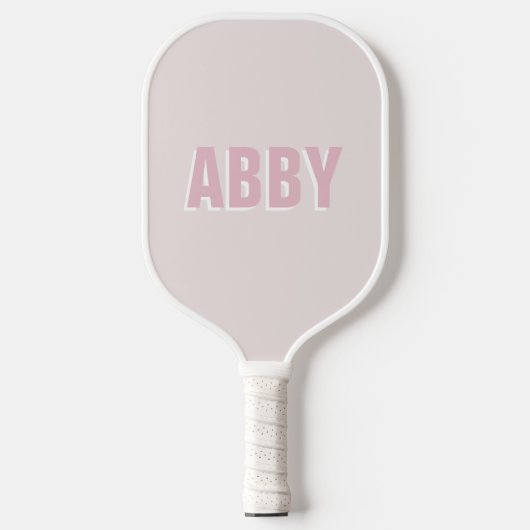 Moderne gedurfde pickleball roze en witte naam pickleball paddle (Voorkant)